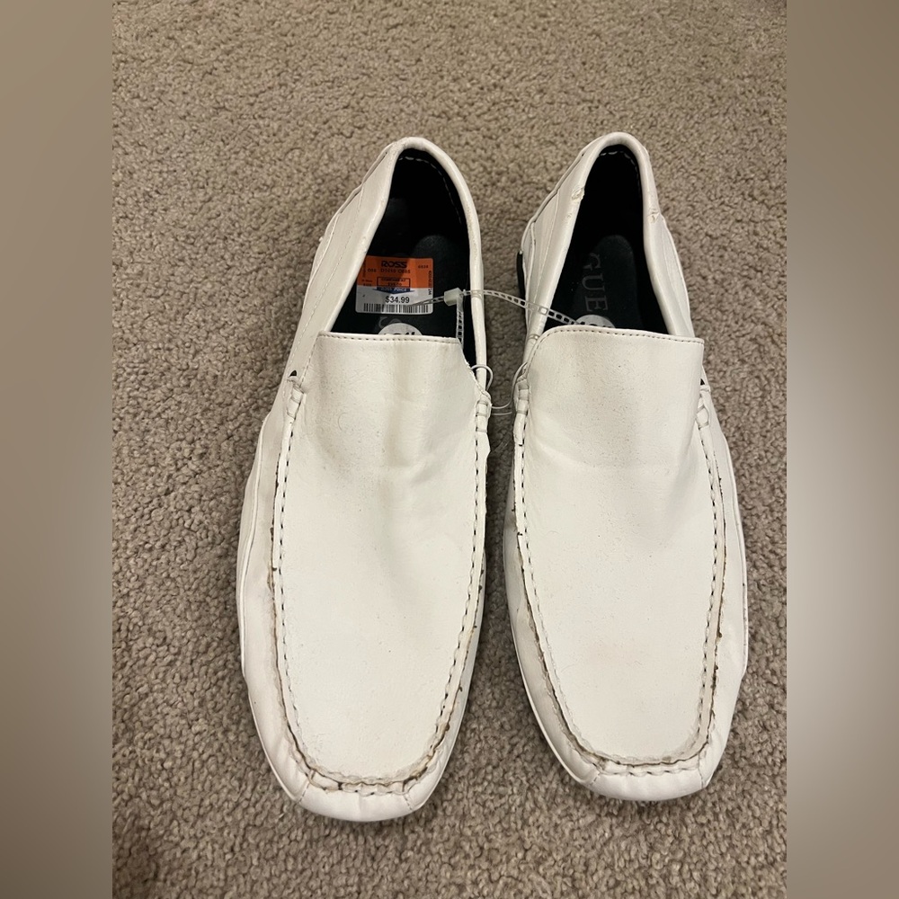 GUESS Men's Classic White Slip-On Loafers